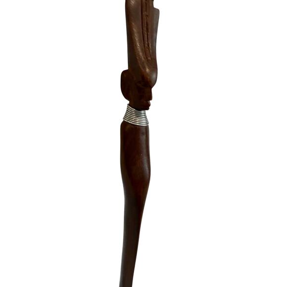 Vintage Hand Carved Tribal African Warrior Wooden Knife Dagger Letter Opener 9.5 - Picture 3 of 6